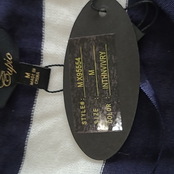 NWT Cupio Navy Blue & White Striped Tunic with Handkerchief Hem size Medium - Picture 4 of 6